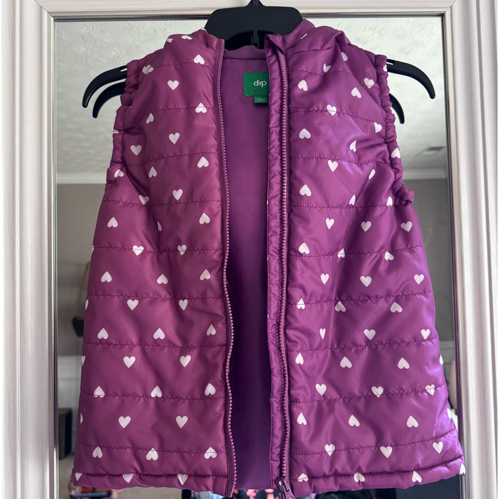Dip Girls Purple Polka Dot Puffer Vest